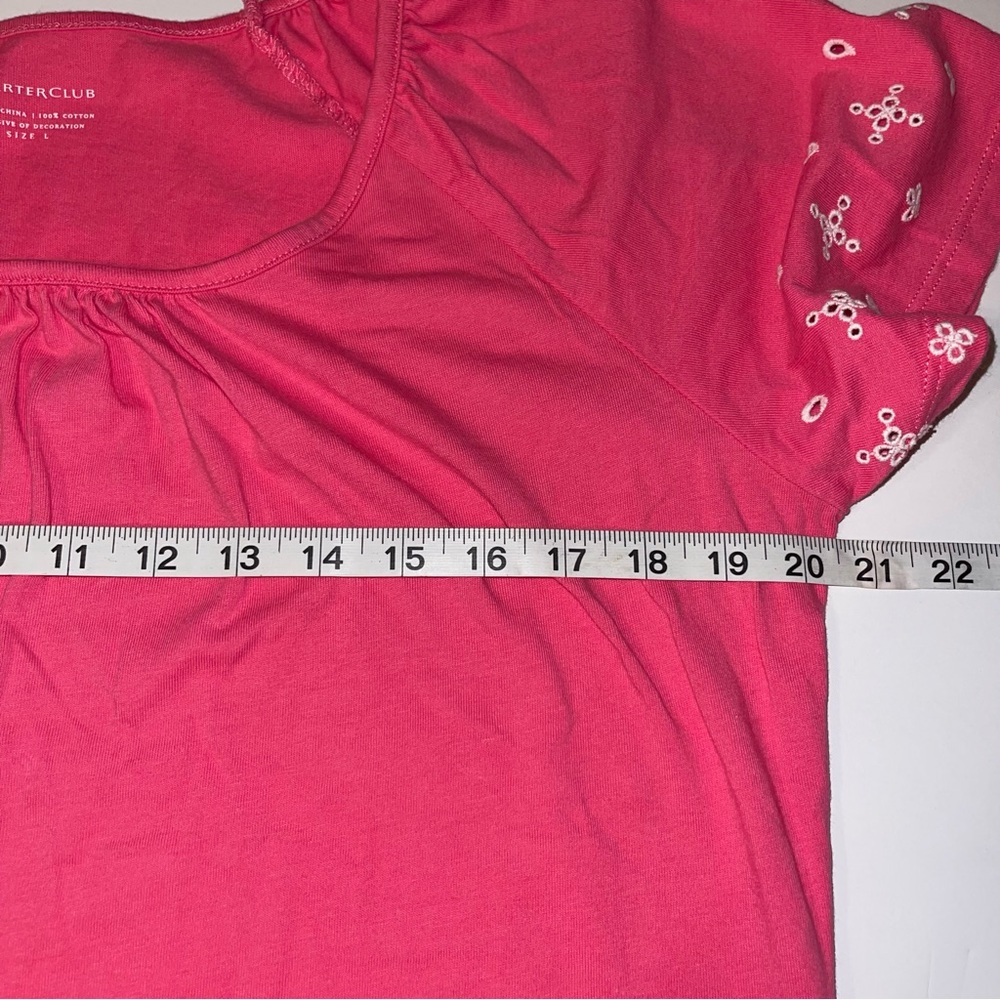 Charter Club Women’s Pink /white Top Size L - Picture 6 of 7